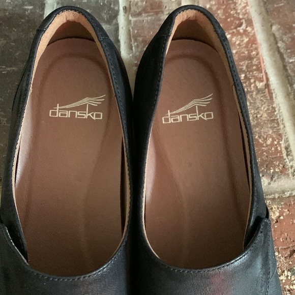 Dansko Fae Burnished Leather Block Heel Slip-On In Black Nubuck EU 40 US 9.5 -10 - Picture 2 of 8
